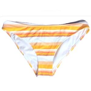 Xhilaration Ribbed Cheeky Striped Bikini Swim Bottom Womens XL Yellow White NWOT